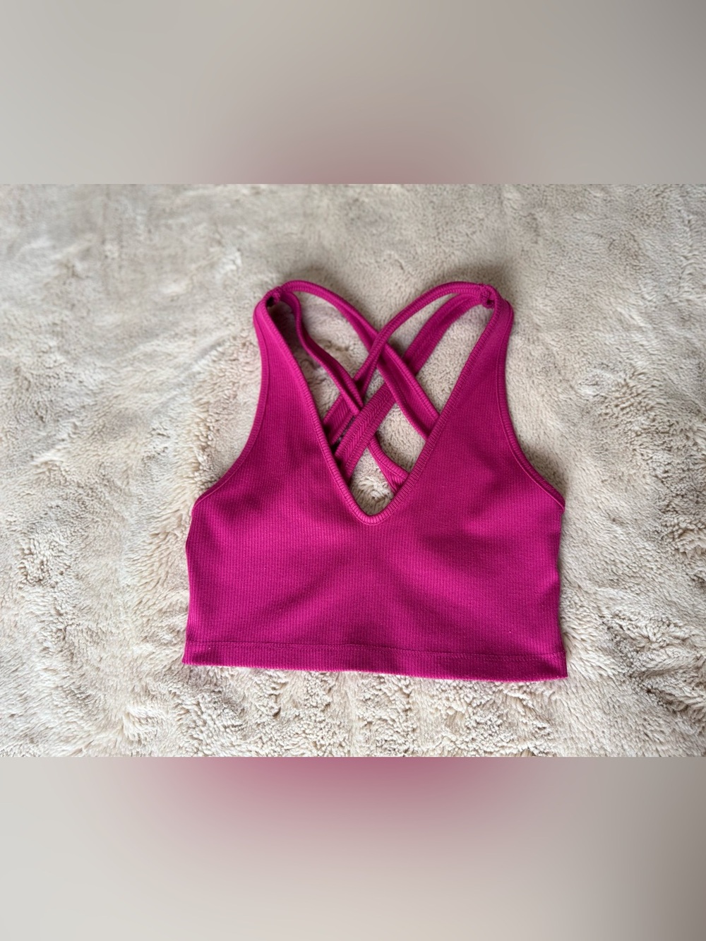 Urban Outfitters seamless ribbed criss cross back bra top. Size small